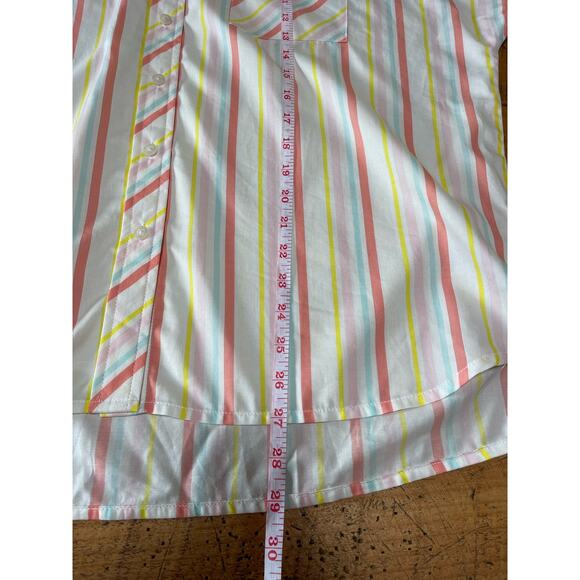 NWT Womens Tommy Hilfiger Striped Short Sleeve Button Down Blouse Size XL - Picture 8 of 8